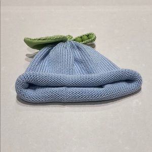 Light blue sweet pea knit hat for baby